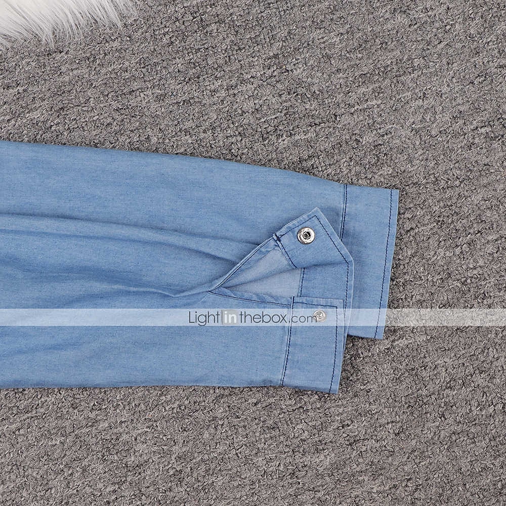 Per donna Abito camicia di jeans Mini abito Denim caldo Informale Vestito invernale Giornaliero Abito autunnale Colletto Tasche Manica lunga Estate Primavera Autunno 2023 Standard Azzurro Colore puro del 2025 a $38.99 –P2