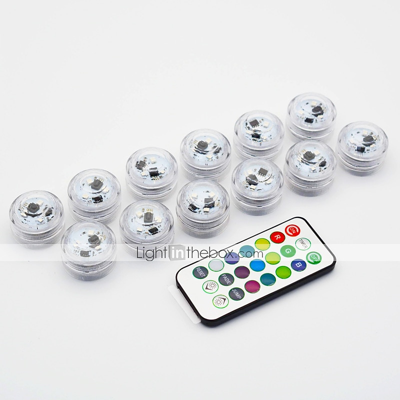 12pcs subacquea sommergibile esterna led piscina luce con telecomando a batteria lampada da notte subacquea serbatoio di pesci stagno piscina acquario vaso di natale decorazione della festa nuziale del 2025 a $19.99 –P7