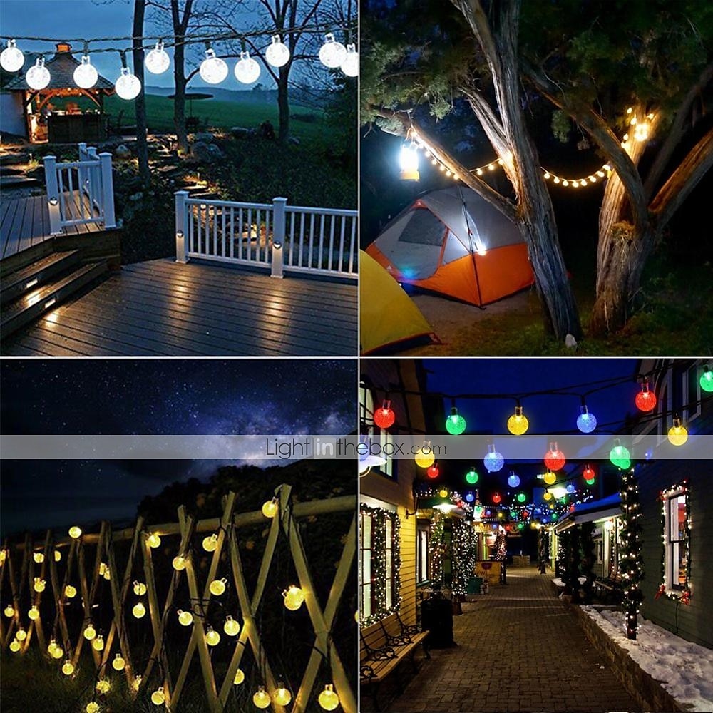 elegant bryllupsfestmottakelse 6,5m 30led solcellelys - boblelampe med krystallkule, 8 funksjoner, vanntette utendørs eventyrlys for hage, plendekorasjon 2025 - €12.74 –P4