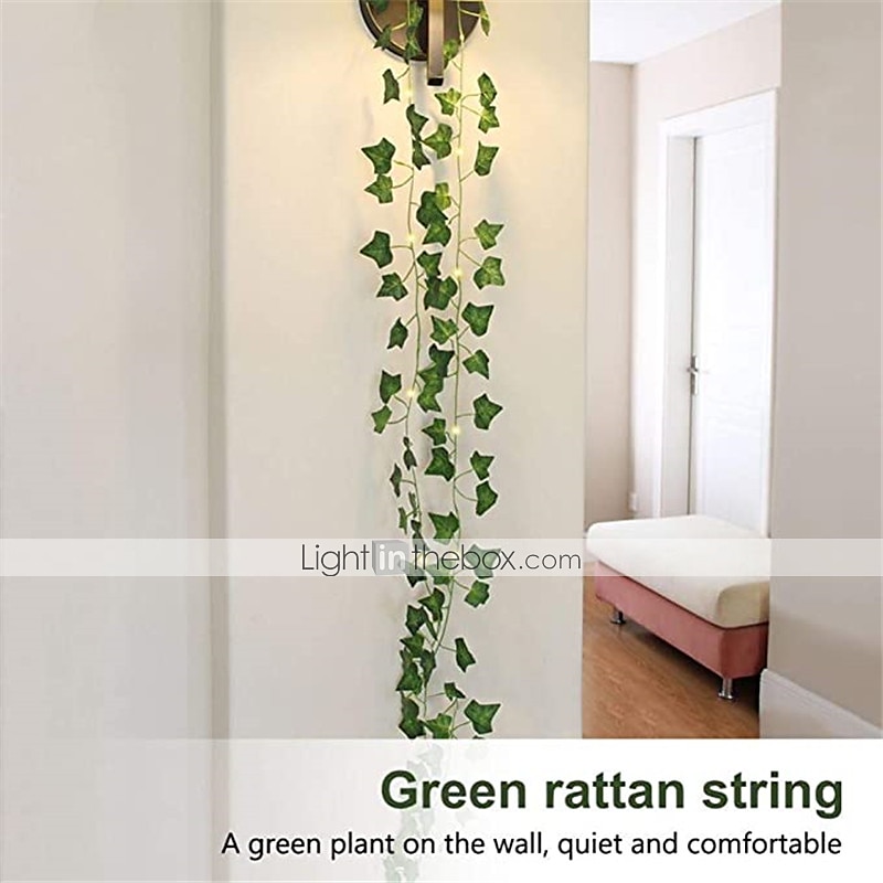 Elegant Wedding Reception Party 2m LED Artificial Ivy Vine String Lights, 20 Green Leaf Maple Fairy Garland for DIY Home & Wedding Decor (1/2/4 pcs) 2025 - $11.49 –P3