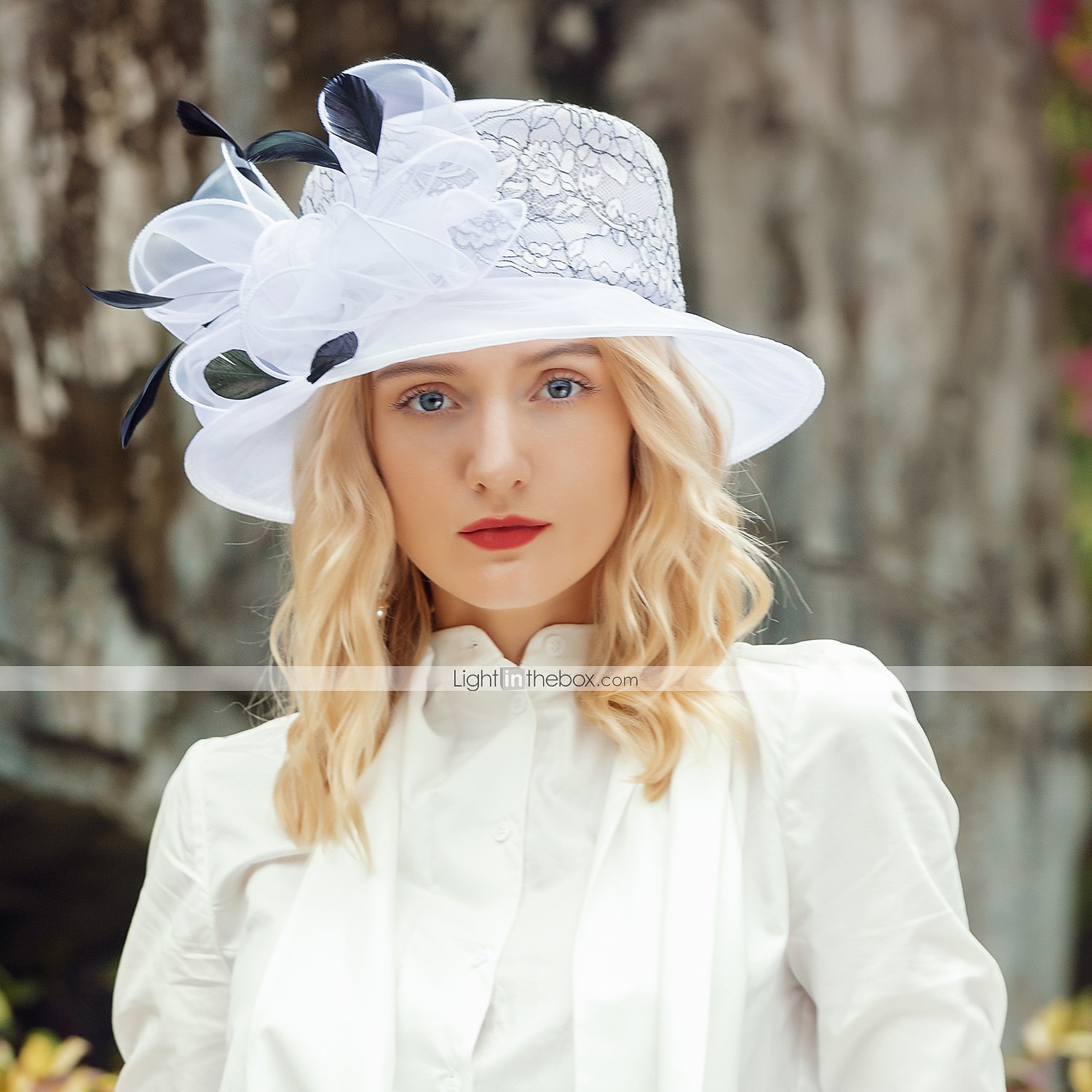 Klobouky Organza Kbelík Svatební Večírek Melbourne Cup koktejl Royal Astcot Doplňky do vlasů Elegantní S Peří Mašle Přílba Pokrývky Hlavy 2025 - $57.99 –P1
