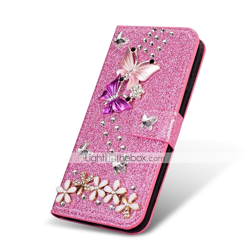טלפון מגן עבור Huawei מארז כרטיס ארנק P40 P40 Pro P20 P20 Pro P20 lite P30 P30 Pro P30 Lite P10 Lite P10 מחזיק כרטיסים עם מעמד מגנטי פרפר זוהר ונוצץ עור PU 2025 - $20.99 –P3