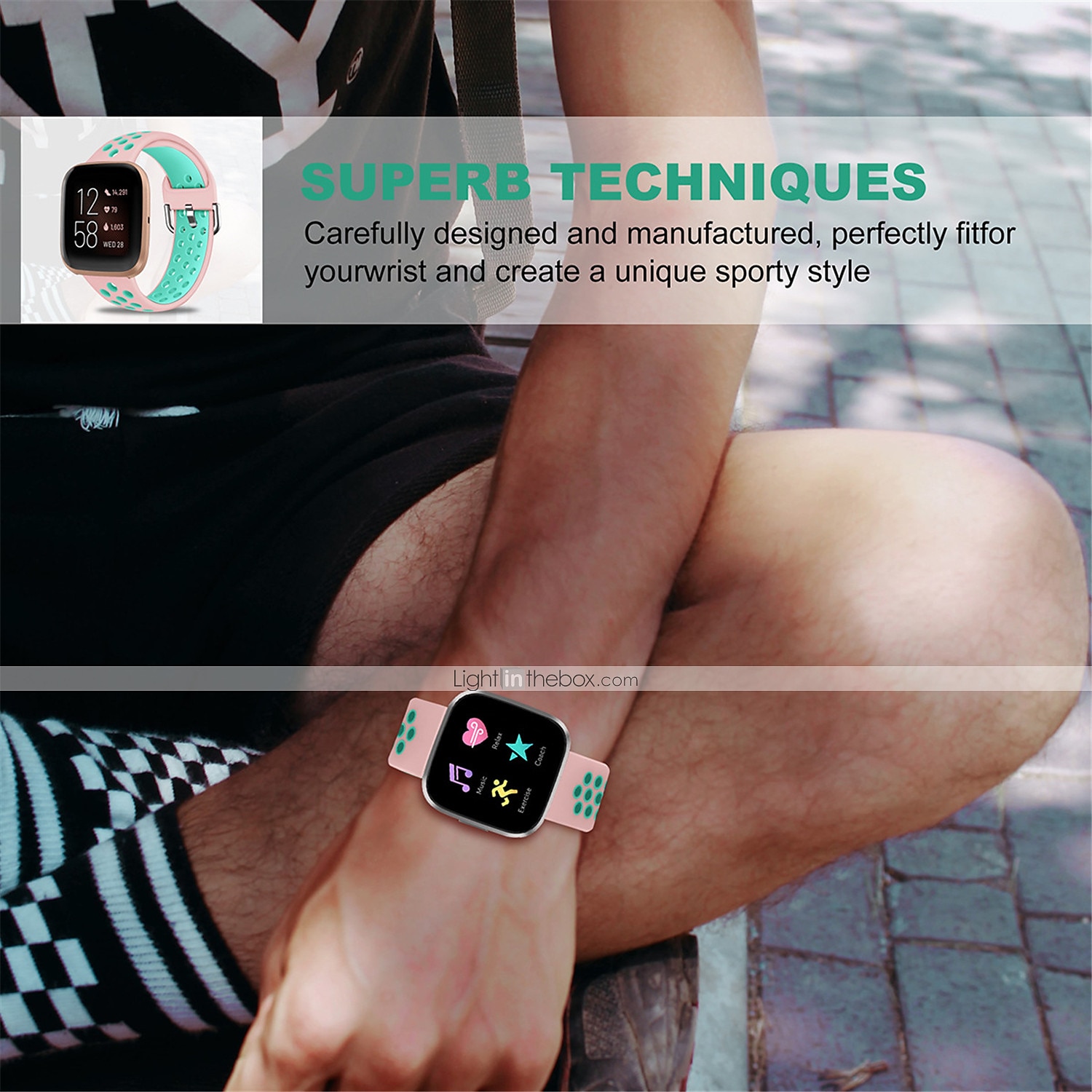 2025年 時計バンド のために Fitbit Versa 2 / Versa Lite / Versa SE / Versa シリコーン 置換 ストラップ ソフト 高通気性 スポーツバンド リストバンド  コレクション – $9.99 –P15