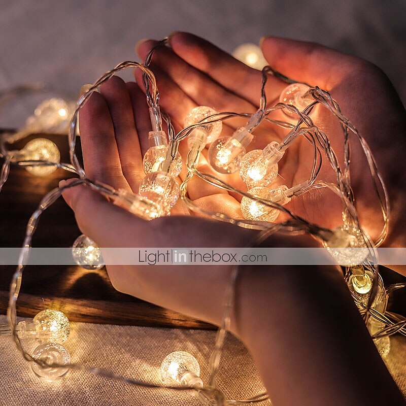 50 de bile de cristal cu leduri lumini cu șiruri 5m lumini cu șiruri în aer liber lumini cu șiruri alimentate cu baterii lumina de zână impermeabilă grădină în aer liber petrecere de nunta curte decor 2025 - $37.99 –P4