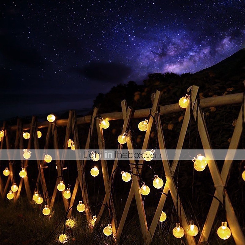 elegant bryllupsfestmottakelse 6,5m 30led solcellelys - boblelampe med krystallkule, 8 funksjoner, vanntette utendørs eventyrlys for hage, plendekorasjon 2025 - €12.74 –P3