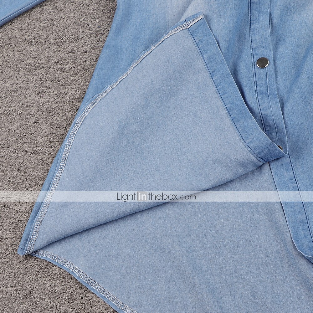 Per donna Abito camicia di jeans Mini abito Denim caldo Informale Vestito invernale Giornaliero Abito autunnale Colletto Tasche Manica lunga Estate Primavera Autunno 2023 Standard Azzurro Colore puro del 2025 a $38.99 –P3