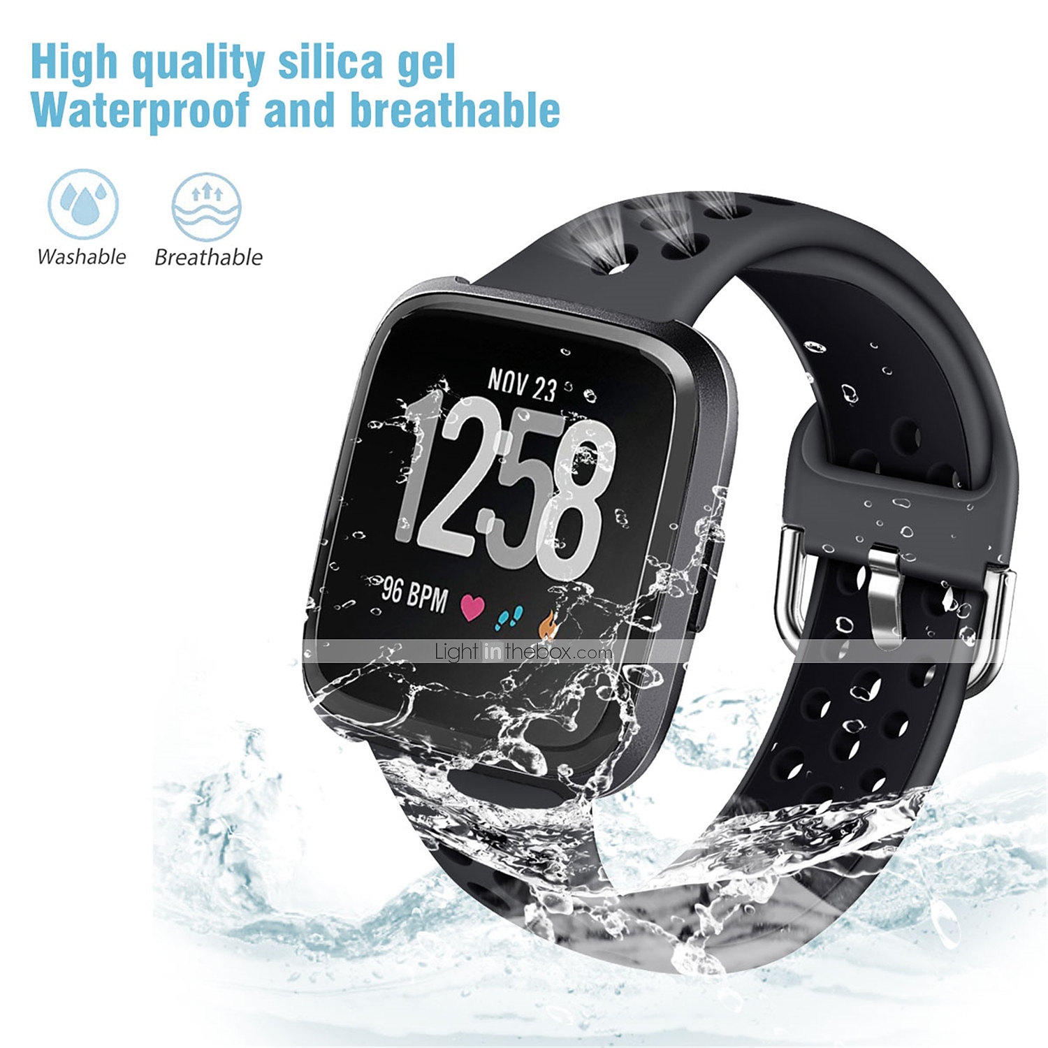 2025年 時計バンド のために Fitbit Versa 2 / Versa Lite / Versa SE / Versa シリコーン 置換 ストラップ ソフト 高通気性 スポーツバンド リストバンド  コレクション – $9.99 –P8