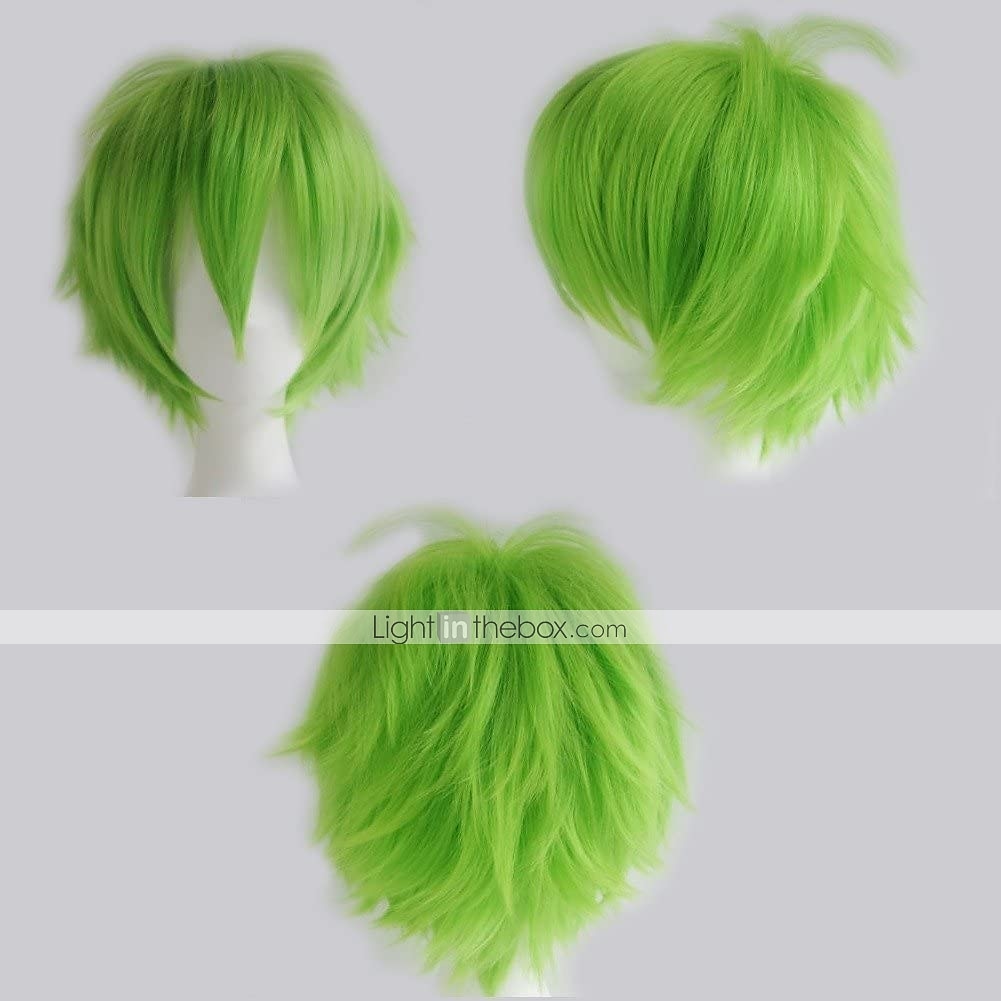perruque synthétique bouclée asymétrique courte marron clair vert blanc violet noir cheveux synthétiques 12 pouces femmes anime cosplay cool noir perruque de carnaval de 2025 ? $19.49 –P1