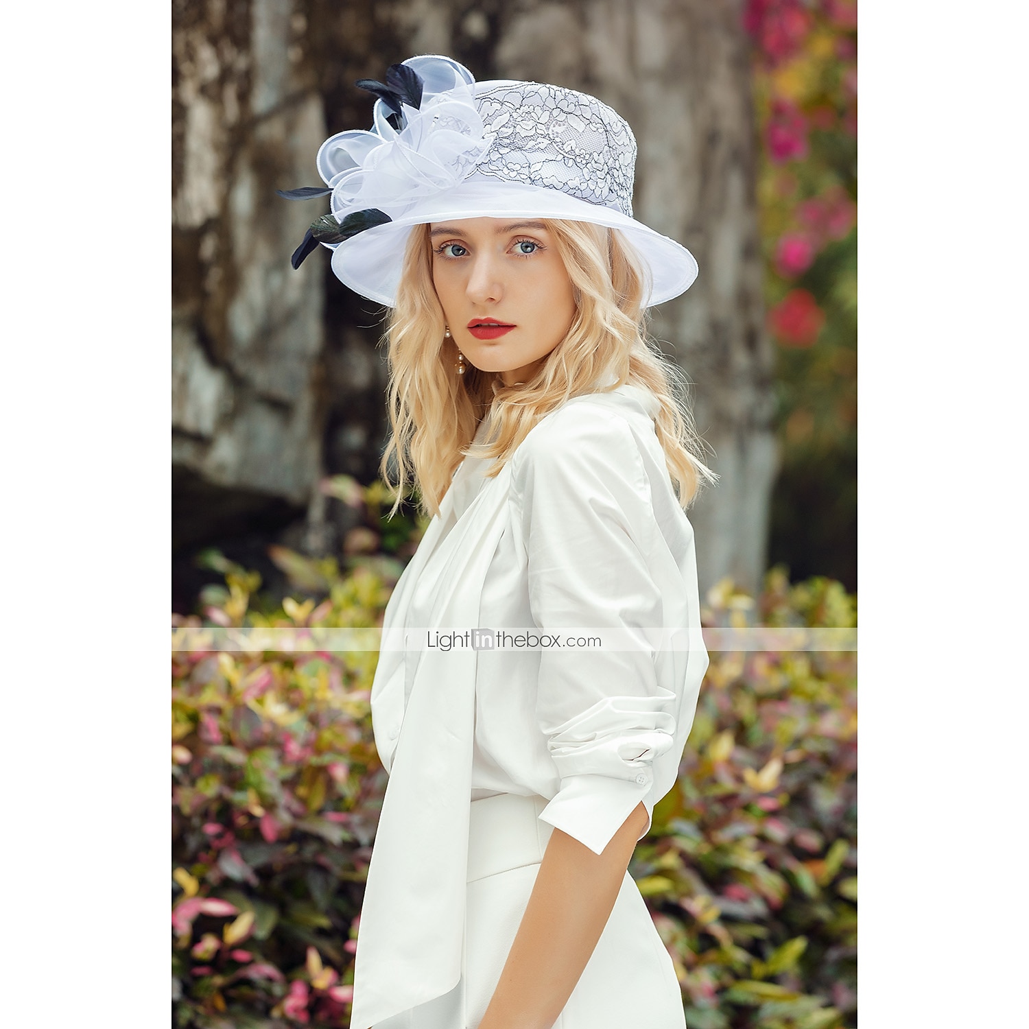Klobouky Organza Kbelík Svatební Večírek Melbourne Cup koktejl Royal Astcot Doplňky do vlasů Elegantní S Peří Mašle Přílba Pokrývky Hlavy 2025 - $57.99 –P6