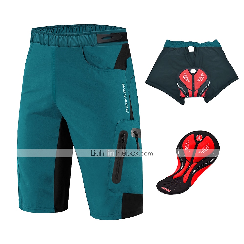WOSAWE Voor heren MTB shorts Wielrenshorts Fietsen Gewatteerde shorts MTB shorts Ruim Passend Bergracen Wegwielrennen Sport 3D-pad Fietsen Ademend Anatomisch ontwerp Zwart Groen Siliconen Kleding 2025 - $37.99 –P17