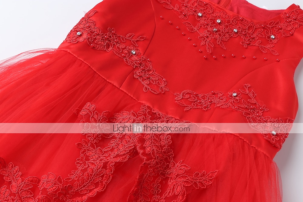 kinderkleidung Mädchen Blumenmädchen Kleid Kleid Ärmellos Hochzeit Party Kuschelig Süß Baumwolle Polyester Asymmetrisch Tüll-Kleid Kleid mit vielen Schichten Blumenmädchenkleid Sommer Weiß Rosa Rote 2026 - $43.99 –P8