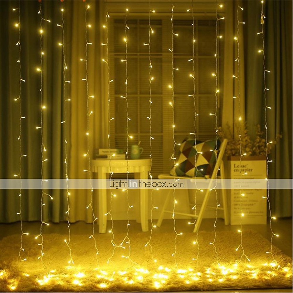 3x3m 10X10ft LED Window Curtain Twinkle String Lights Garland Light Gift Garden Home Party Wedding Valentine's Day Decoration with Plug 2025 - $36.99 –P7