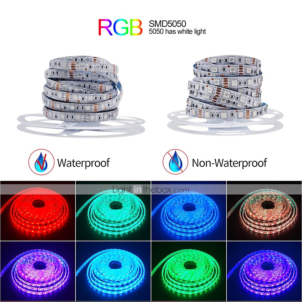 Светодиодная лента rgb 20 м 65 футов водонепроницаемая синхронизация музыки 12 В 5050 smd контроллер bluetooth с изменением цвета адаптер 100-240 В для спальни домашний телевизор подсветка сделай сам деко 2025 - $31.99 –P8