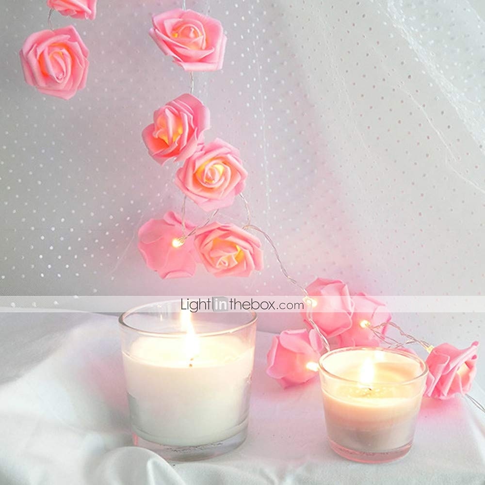 элегантный свадебный прием вечеринка 6м 40 светодиодов розовая роза цветок светодиодные гирлянды праздничные гирлянды свадебная вечеринка украшение лампа на батарейках без батареек 2025 - $19.49 –P5
