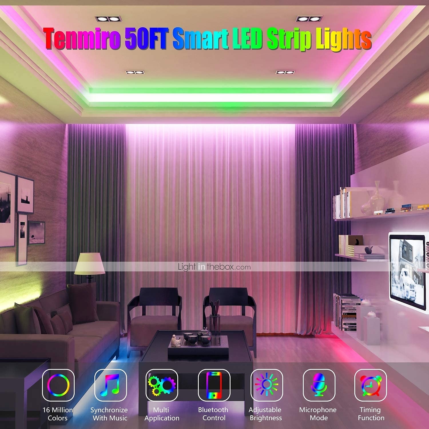 BEST 65Ft 50Ft 5M10m LED Strip Lights 5050 Sync BLUETOOTH Remote Room Light KIT 