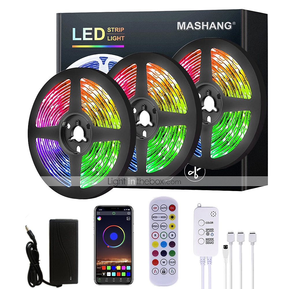 32.8ft LED Strip Light Music Tape Bluetooth 5050 RGB Color Change Room Fairy USA 