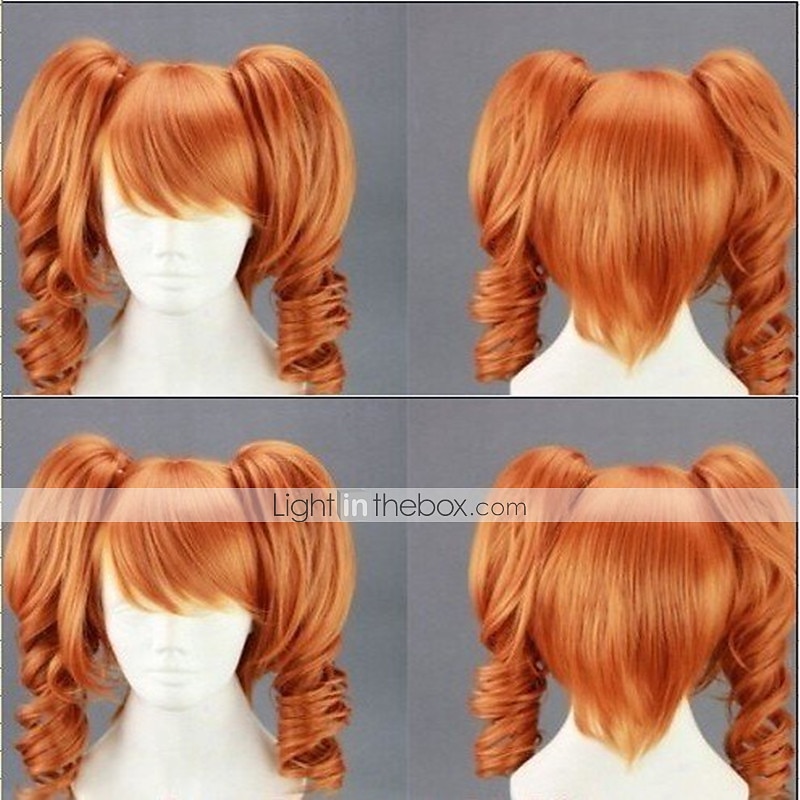 Ponytail Wig Cosplay Wig Synthetic Wig Cosplay Wig Lolita Curly Cute With 2 Ponytails Wig Medium Length Light golden Black Orange Synthetic Hair 18 inchWomen'sCosplay Blonde hairjoy Halloween Wigs 2025 - $41.99 –P3