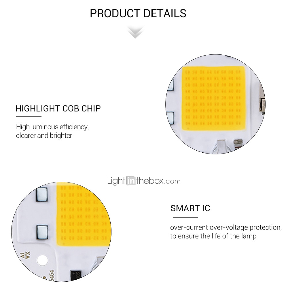 LED COB Chip LED Light 110V 220V 20W 30W 50W  Warm White White Smart IC No Welding No Need Driver SMD light Beads FOR Floodlight Spotlight outdoor lamp DIY Lighting 1pc 2025 - $12.99 –P2