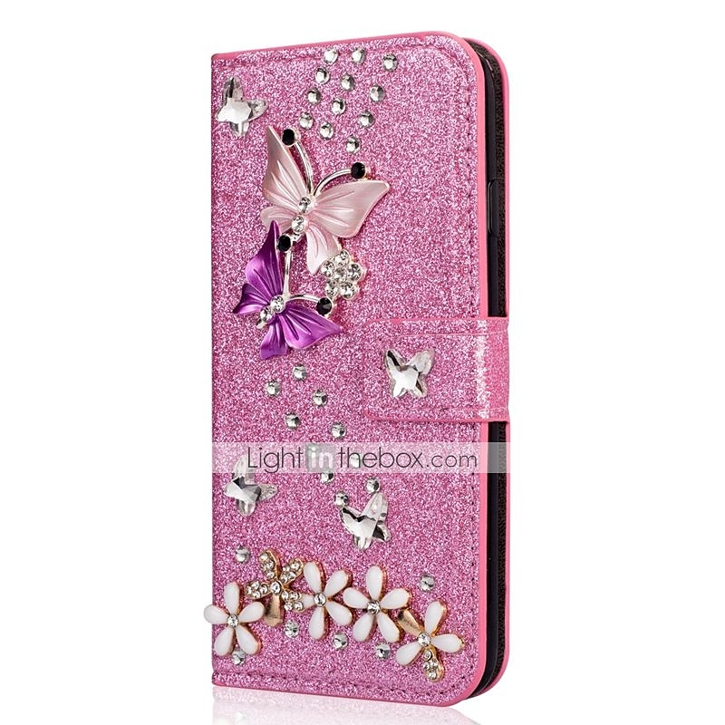 טלפון מגן עבור Huawei מארז כרטיס ארנק P40 P40 Pro P20 P20 Pro P20 lite P30 P30 Pro P30 Lite P10 Lite P10 מחזיק כרטיסים עם מעמד מגנטי פרפר זוהר ונוצץ עור PU 2025 - $20.99 –P4