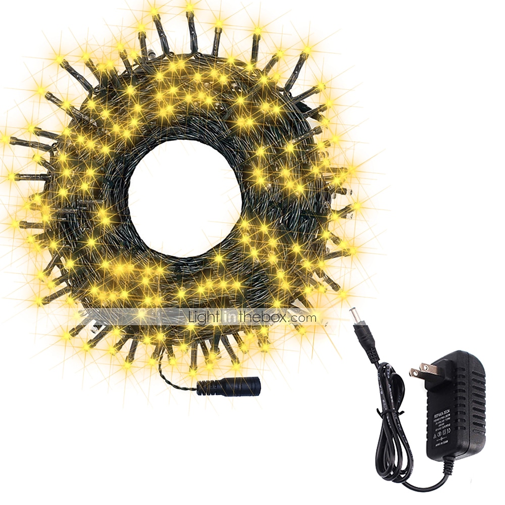 20m 200 diod LED, 12V niskonapięciowe zewnętrzne wodoodporne oświetlenie ogrodowe z adapterem - ciepłe białe, białe, niebieskie oświetlenie dekoracyjne na Boże Narodzenie 2025 - $31.99 –P15