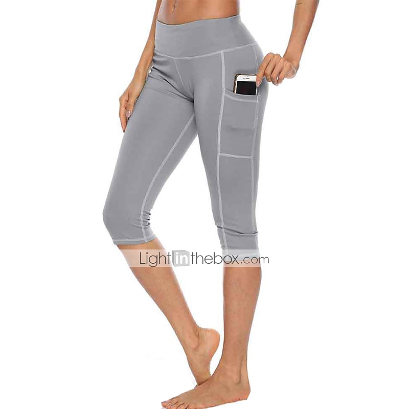 Women's Capri Leggings with Pockets High Waist Bottoms Tummy Control Butt  Lift 4 Way Stretch Green Purple Gray Yoga Fitness Gym Workout Summer Sports  Activewear Stretchy 2024 - $17.99