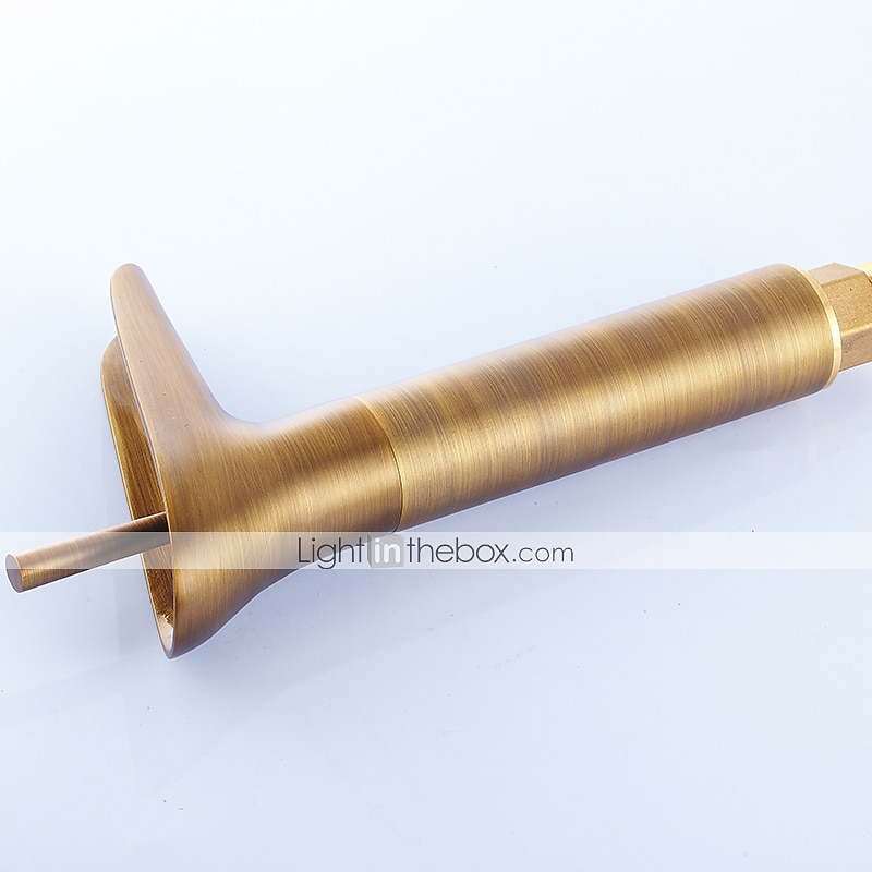 antieke messing badkamer wastafel kraan, waterval enkele handgreep eengats badkranen met warm en koud schakelaar en keramische klep 2025 - $80.99 –P4