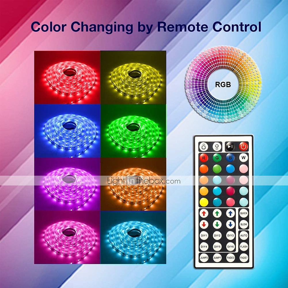 20 м 65 футов светодиодная лента rgb smd 5050 водонепроницаемая ip65 гибкая с контроллером ir 44 для телевизора, спальни, дома, украшения, 360 светодиодов, 10 мм, 2x32,8 фута 2025 - $45.99 –P8