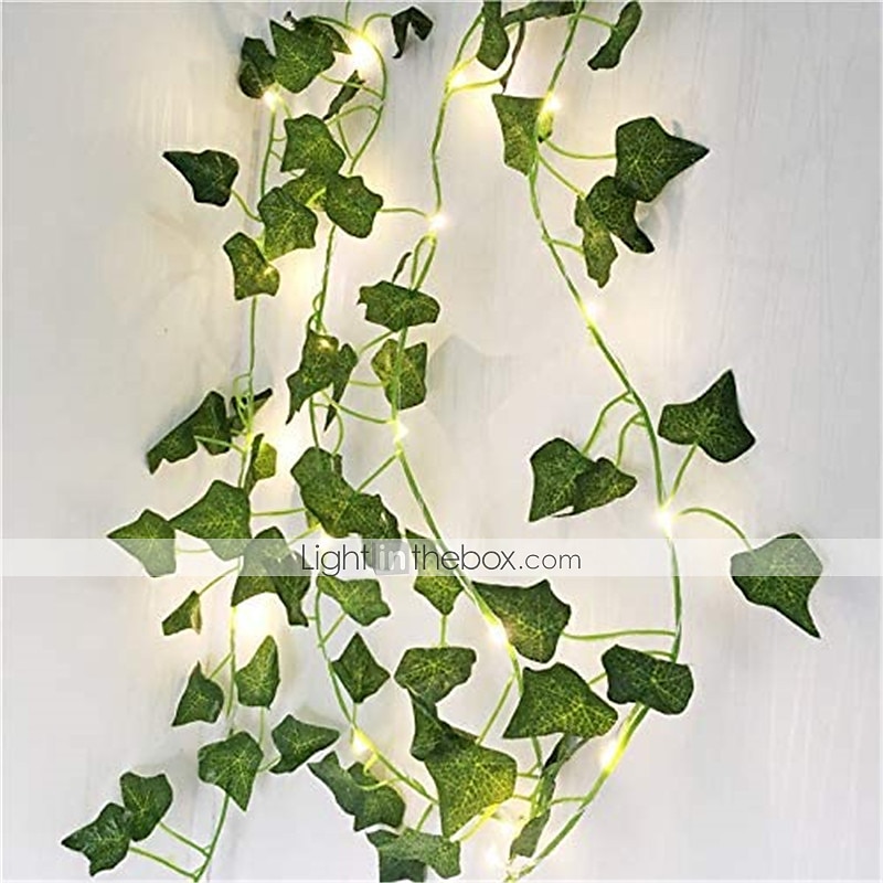elegant bryllupsmottak fest 2 m led kunstig eføy vinrankelys, 20 grønne blader av lønnen fe-krans for gjør-det-selv-hjem &amp; bryllupsdekor (1/2/4 stk) 2025 - $11.49 –P1