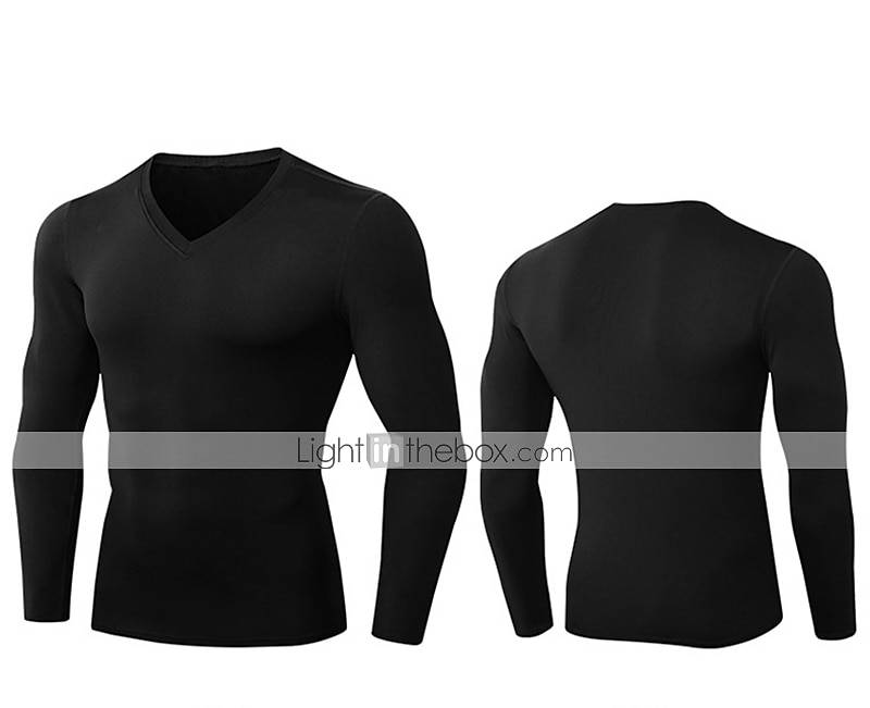 Муж. Компрессионная футболка Футболка для бега Длинный рукав Футболка Футболка Атлетический Одежда для спорта и отдыха Осень V-образный вырез Однотонный Спандекс Флис 2026 - $15.49 –P2