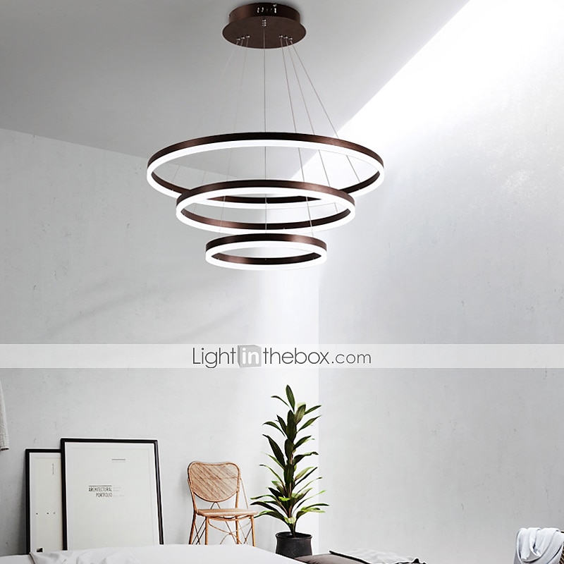 lampada a sospensione a led 3 luci 80cm/60cm/40cm design ad anello cerchio 113w finiture verniciate in alluminio faretto moderno intelligente controllo wifi dimmerabile con telecomando del 2025 a $399.99 –P8