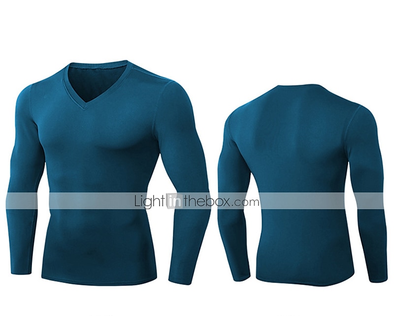 Муж. Компрессионная футболка Футболка для бега Длинный рукав Футболка Футболка Атлетический Одежда для спорта и отдыха Осень V-образный вырез Однотонный Спандекс Флис 2026 - $15.49 –P5