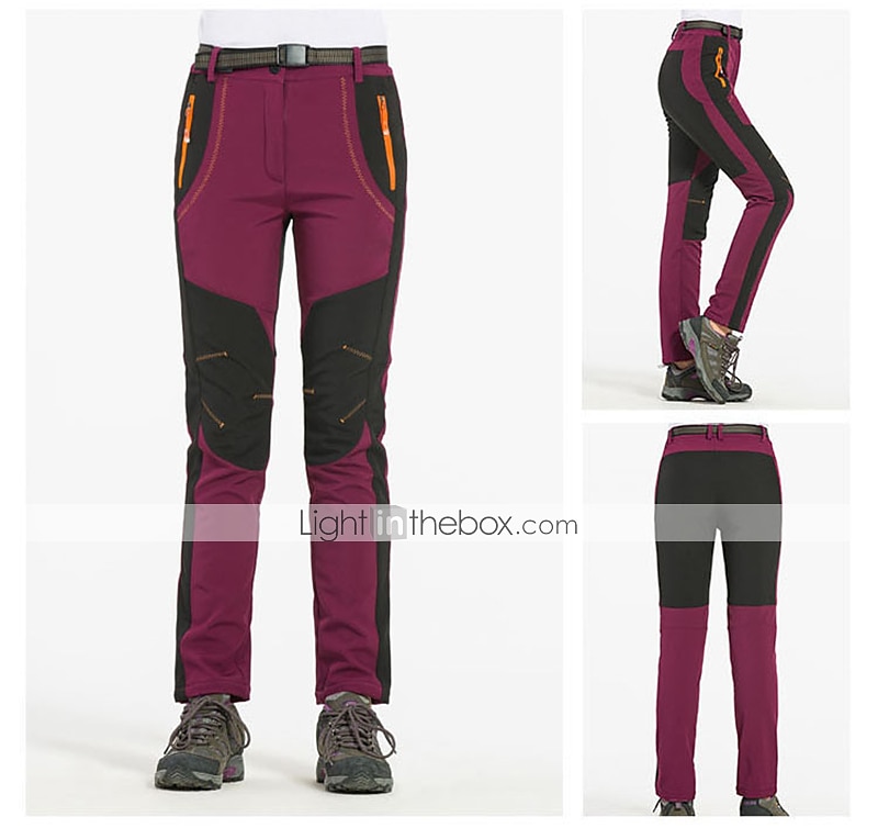 pantalones forrados de vellón para mujer pantalones impermeables para caminar pantalones pantalones softshell patchwork invierno al aire libre a prueba de viento cálidos y transpirables fondos ligeros verde militar naranja caza pesca acampar esquiar 2025 - $35.99 –P5