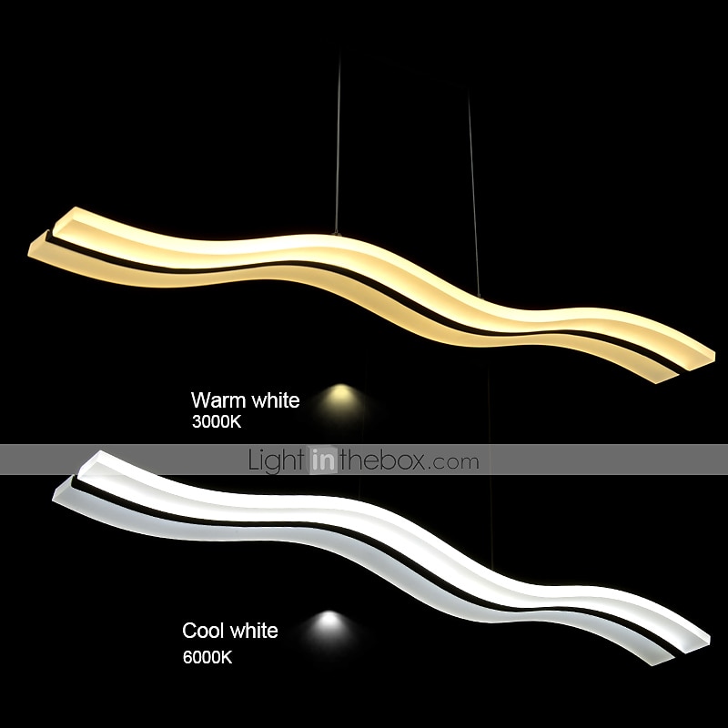 LED Pendant Light 97cm 36W Wave Shape Acrylic Modern Simple Fashion Hanging Light with Remote Control for Study Room Office Dinning Room Lighting Fixture 2025 - $229.99 –P16