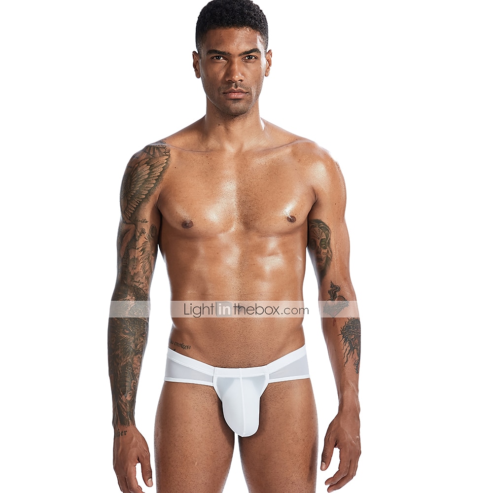 Men's 1pack Briefs Basic Polyester Nylon Low Waist EU / US Size Black White 2025 - $6.99 –P4