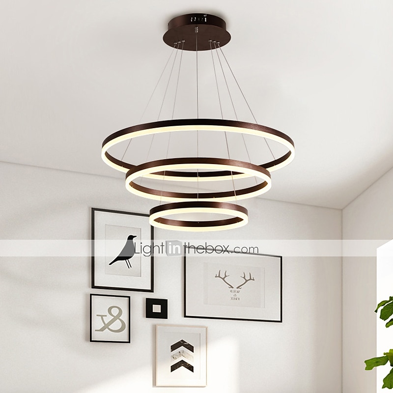 lampada a sospensione a led 3 luci 80cm/60cm/40cm design ad anello cerchio 113w finiture verniciate in alluminio faretto moderno intelligente controllo wifi dimmerabile con telecomando del 2025 a $399.99 –P7