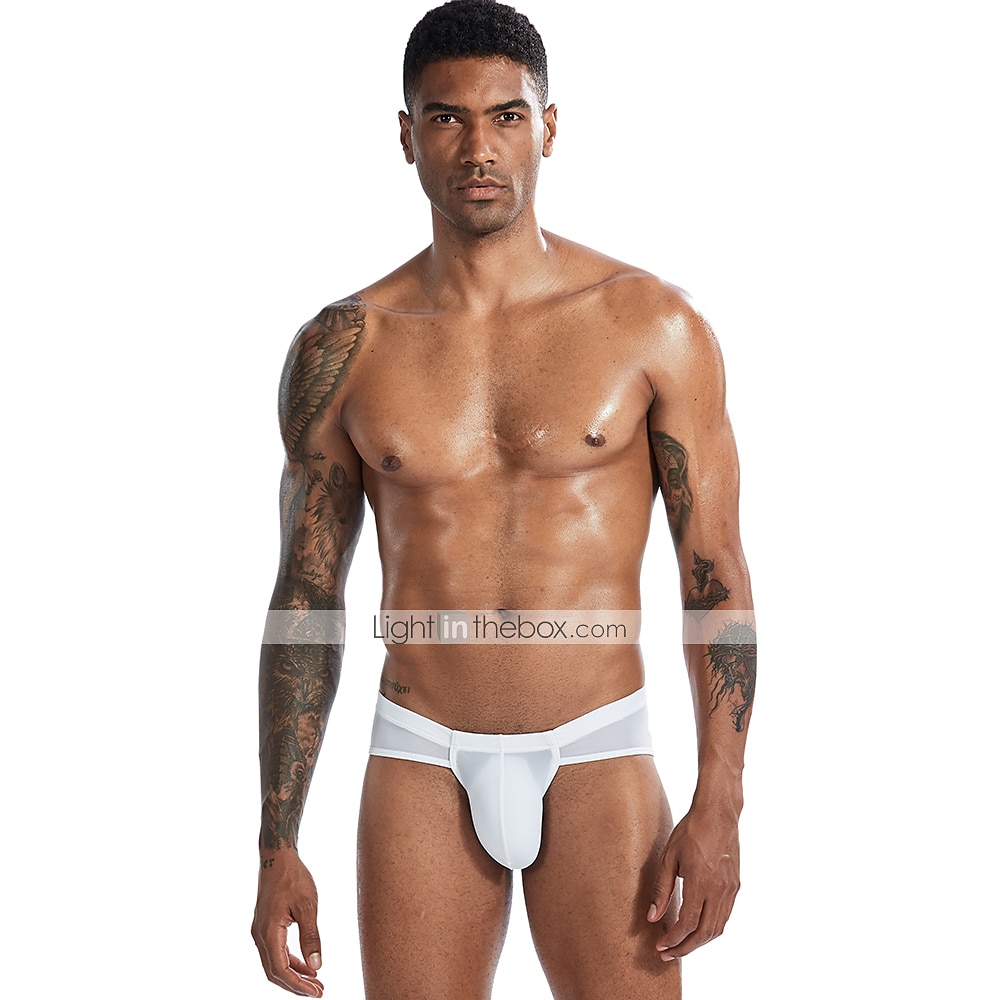 Men's 1pack Briefs Basic Polyester Nylon Low Waist EU / US Size Black White 2025 - $6.99 –P9