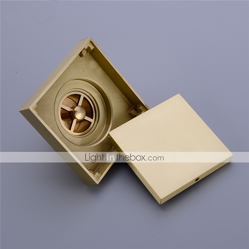 4 inch Shower Floor Drain Square, Removable Brass Flange Reversible 2-in-1 Cover Tile Insert Grate, Hair Catcher Strainer Black Chrome Golden 2025 - $27.99 –P10
