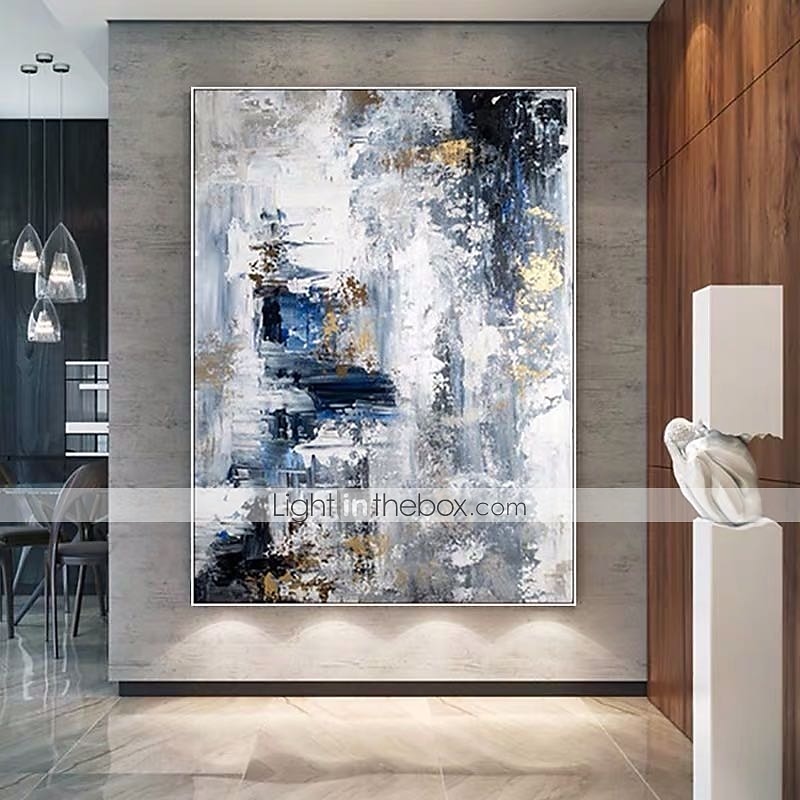 Handmade Oil Painting Canvas Wall Art Decoration Abstract Golden and Blue and White Landscape for Home Decor Rolled Frameless Unstretched Painting 2026 - $61.99 –P9