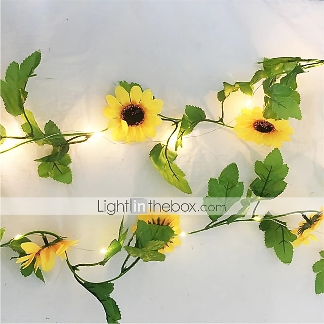 led 2.4m girassol artificial guirlanda seda flores falsas folhas de hera plantas decoração de casa grinalda de flores 240cm/98“, flores falsas para arco de casamento decoração de festa em casa de 2026 por $15.99 –P7