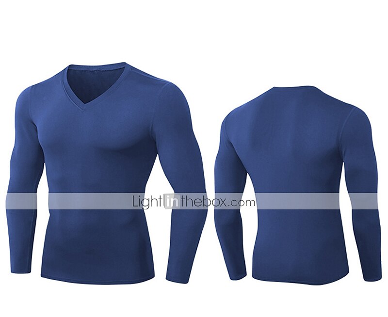 Муж. Компрессионная футболка Футболка для бега Длинный рукав Футболка Футболка Атлетический Одежда для спорта и отдыха Осень V-образный вырез Однотонный Спандекс Флис 2026 - $15.49 –P4