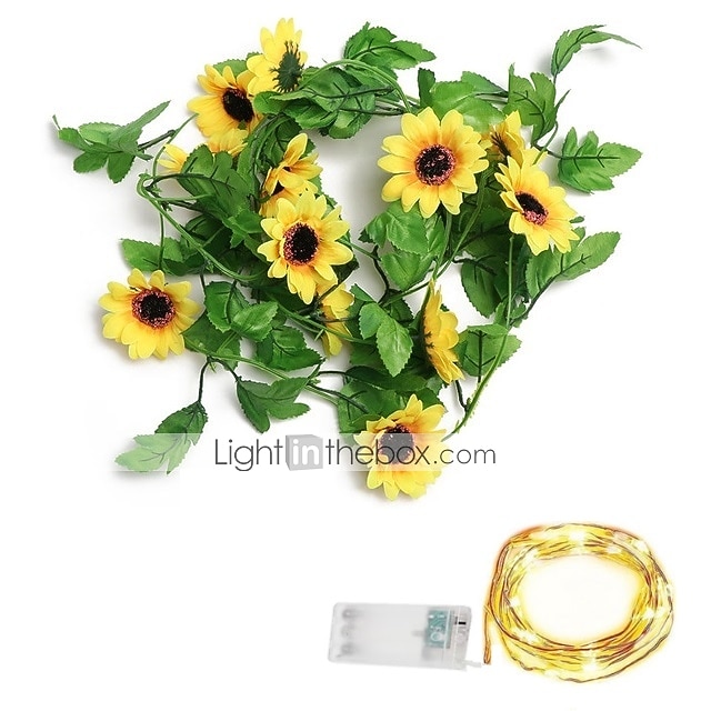 led 2.4m girassol artificial guirlanda seda flores falsas folhas de hera plantas decoração de casa grinalda de flores 240cm/98“, flores falsas para arco de casamento decoração de festa em casa de 2026 por $15.99 –P4