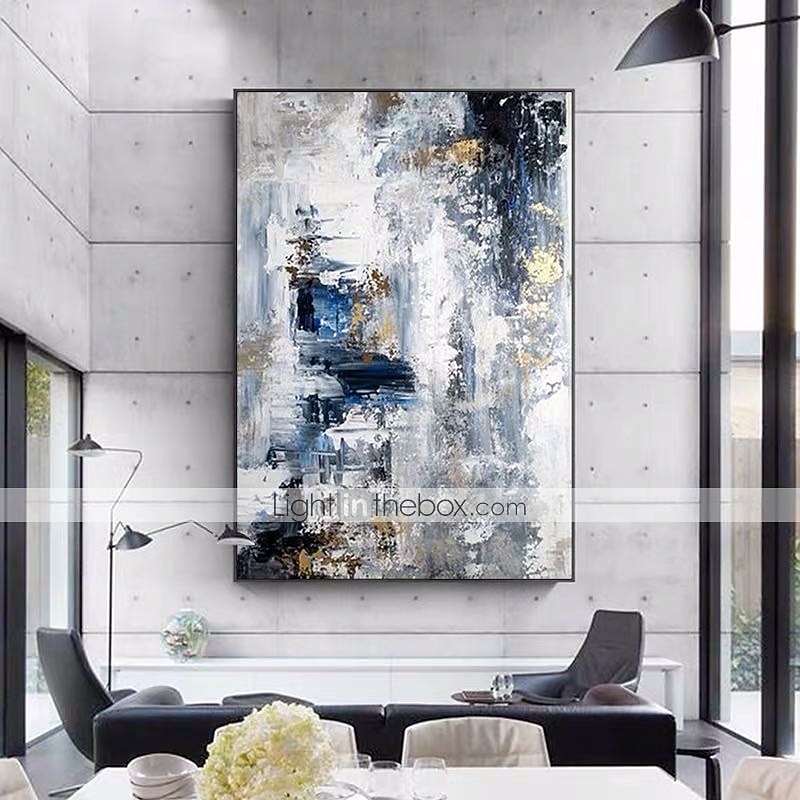 Handmade Oil Painting Canvas Wall Art Decoration Abstract Golden and Blue and White Landscape for Home Decor Rolled Frameless Unstretched Painting 2026 - $61.99 –P1