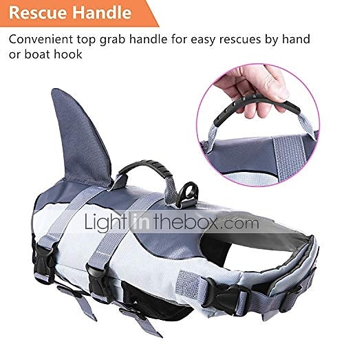 2025年 犬のライフ ジャケット リップストップ ペット フロート ベスト セーバー 水着 プリザーバー プール、ビーチ、ボートでの水の安全性 グレー  コレクション – $23.99 –P5