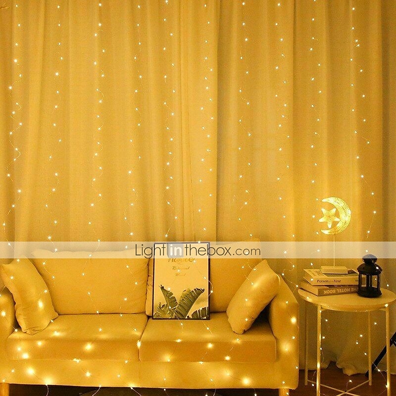 nuntă elegantă petrecere de recepție 3mx3m 3mx2m usb led cortină șir lumini cu telecomandă lumini cu zâne Anul Nou Crăciun Ziua Îndrăgostiților nuntă în aer liber decorarea casei 2025 - $16.99 –P6