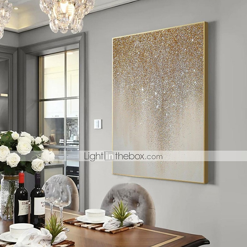 argento dorato cielo stellato pittura a olio astratta 100% fatto a mano dipinto a mano arte della parete su tela decorazione della casa arredamento tela arrotolata senza cornice non allungata del 2025 a $97.99 –P9