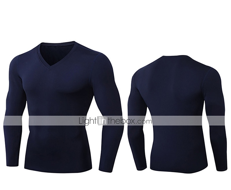 Муж. Компрессионная футболка Футболка для бега Длинный рукав Футболка Футболка Атлетический Одежда для спорта и отдыха Осень V-образный вырез Однотонный Спандекс Флис 2026 - $15.49 –P3