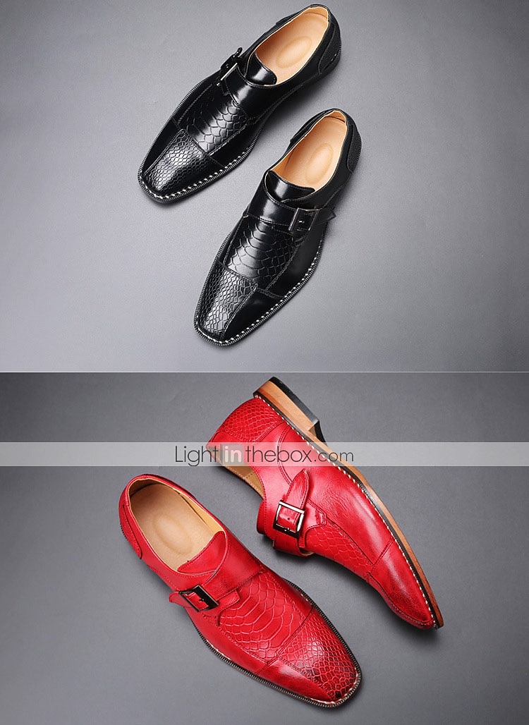 chaussures habillées à boucle en similicuir rouge pour hommes – motif crocodile, tenue de soirée pour les affaires et les événements spéciaux de 2025 ? $59.99 –P6