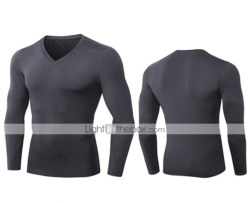 Муж. Компрессионная футболка Футболка для бега Длинный рукав Футболка Футболка Атлетический Одежда для спорта и отдыха Осень V-образный вырез Однотонный Спандекс Флис 2026 - $15.49 –P6