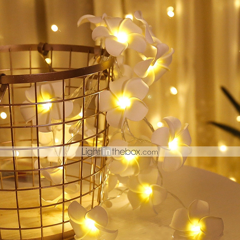 3m 20 led frangipani blomsterslyngelys, eventyrlys krans for julehjem, bryllup og festdekor, utendørs kransbelysning 2025 - $22.99 –P8