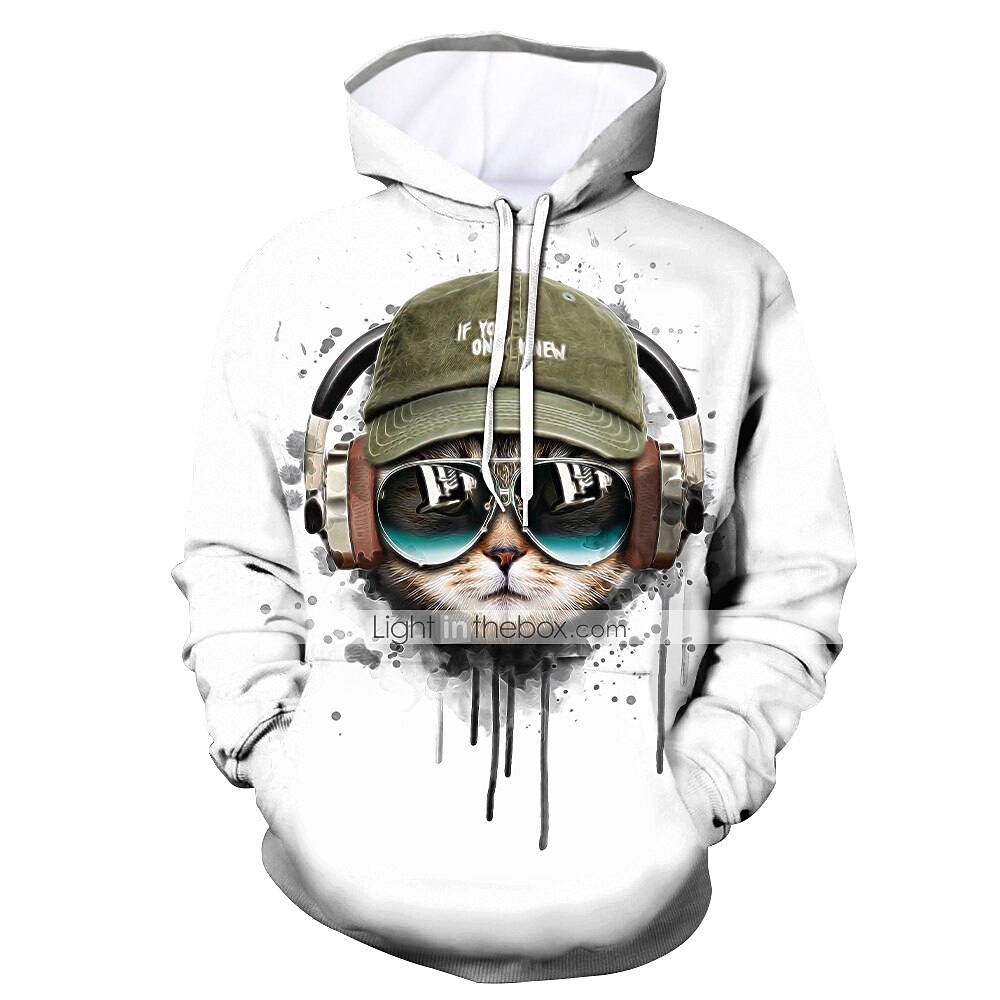 Hombre Graphic Animal Sudadera Sudaderas Sudadera Sudadera con capucha Con Capucha Casual Impresión 3D Diario Noche Blanco Diseñador 2025 - $31.99 –P1